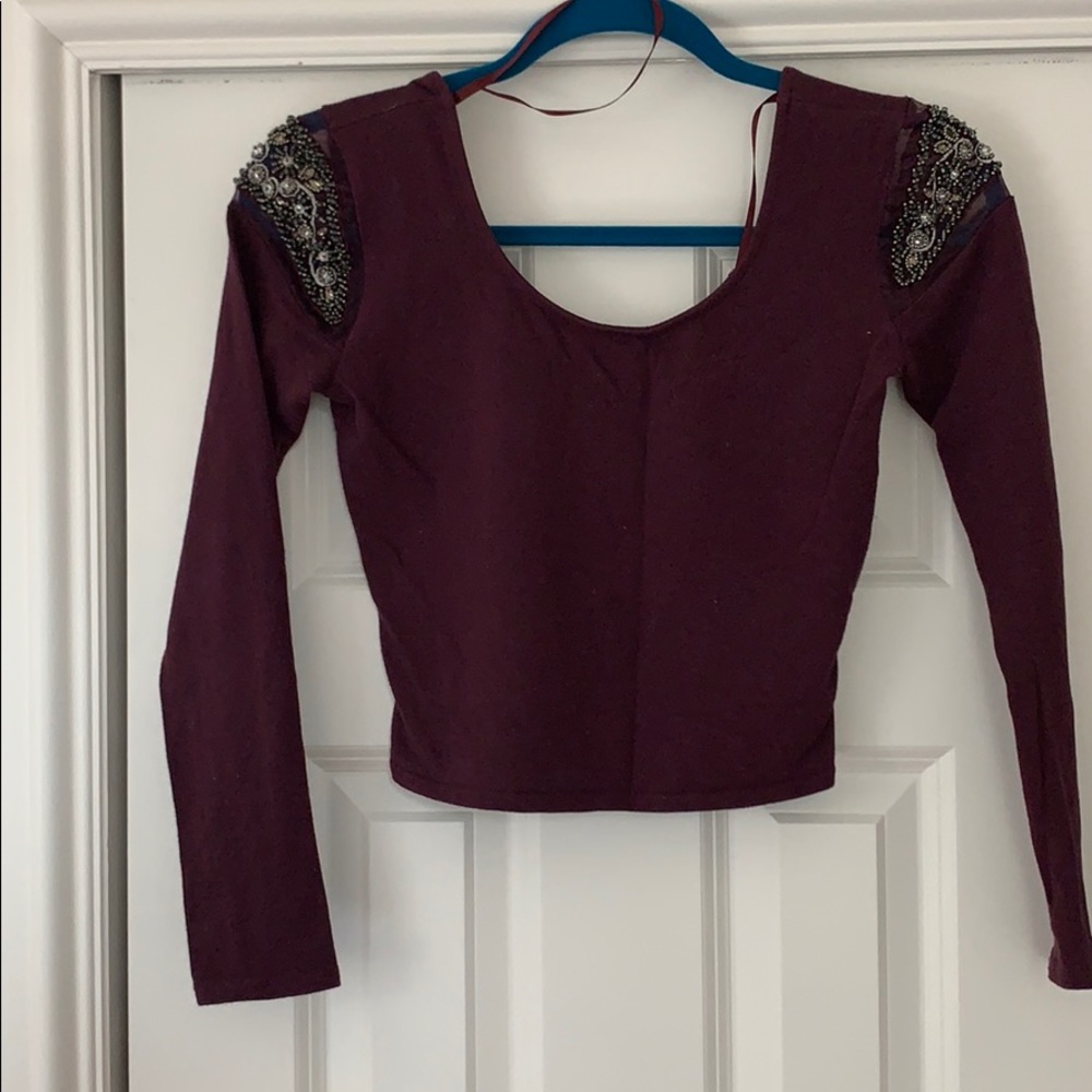 Purple beaded crop top